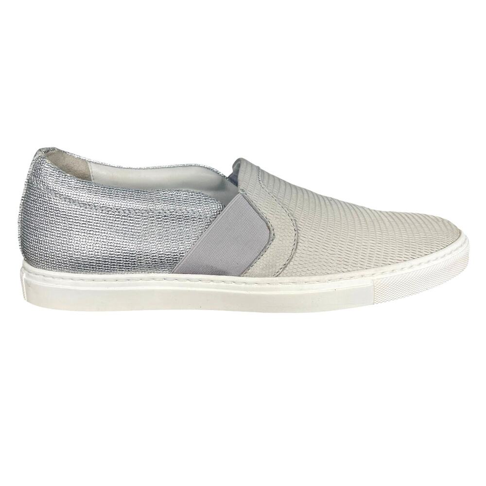Lanvin Women’s Grey Leather Snake Embossed Slip On Loafer Size 39 US 7